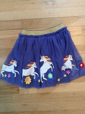 Mini Boden Purple Tulle Unicorn Skirt with Rainbow Accents size 7-8y